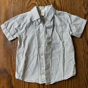 Janie and Jack boys black and white checkered button up in good condition-3T